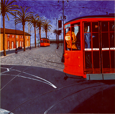 "Streetcars at the Embarcadero" 54"X54"